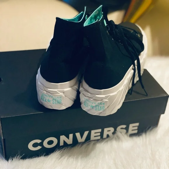 Chuck taylor converse Black/Electric/Aqua/White Size 7.5 Platform 2X - Picture 3 of 4